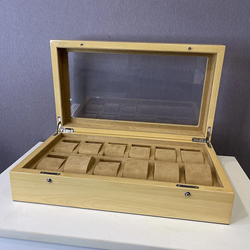 12 Slots Watch Organizer Boxes Grey Wooden Premium Quality Gift Case